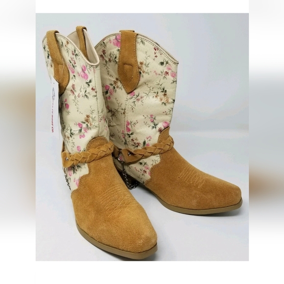 Santa Fe Women's Western Boot - Suede And Floral Leather - 7M - Picture 2 of 11